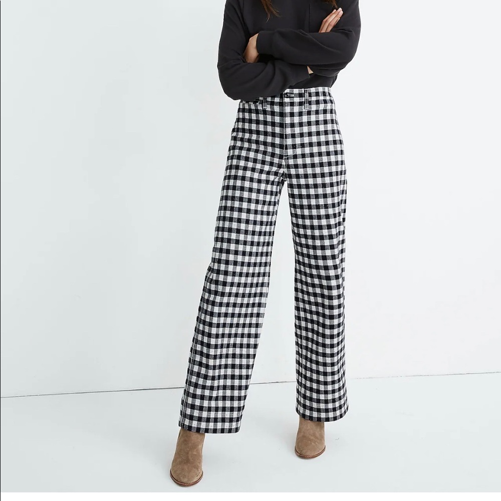 Madewell Slim Emmett Wide-Leg Pants in Gingham Check